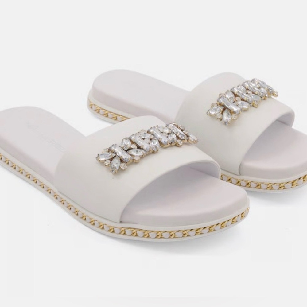 Elegant White Slide Sandals